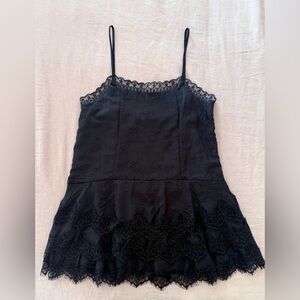 Black Lace Long layered shirt